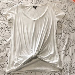 White tie at bottom tee shirt